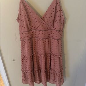 Pink Sleeveless Dress with Polka Dots